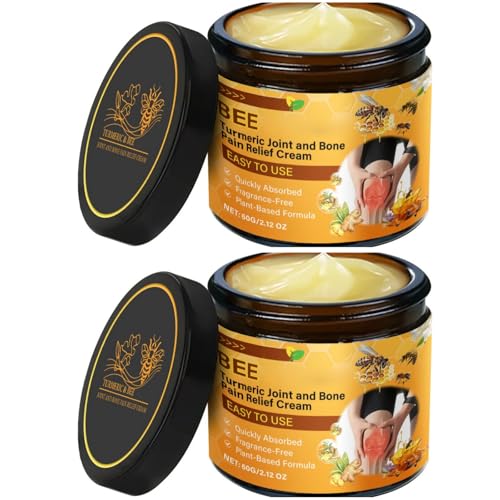 Bienengift Creme Gelenke, Bee Venom Bienengift mit Kurkuma Gelenke Creme, Bienengiftsalbe gegen Gelenkschmerzen, Bee Venom Gelenkcreme, Joint Pain Relief Cream, Gelenkcreme Knie, 2 Pc