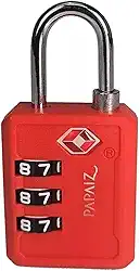 Cadeado Com Segredo Numérico 3 Dígitos Tsa Zamac 30pl Papaiz (Vermelho)