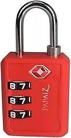 Cadeado Com Segredo Numérico 3 Dígitos Tsa Zamac 30pl Papaiz (Vermelho)