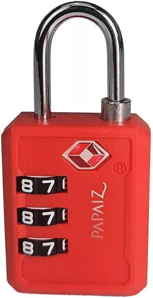 Cadeado Com Segredo Numérico 3 Dígitos Tsa Zamac 30pl Papaiz (Vermelho)