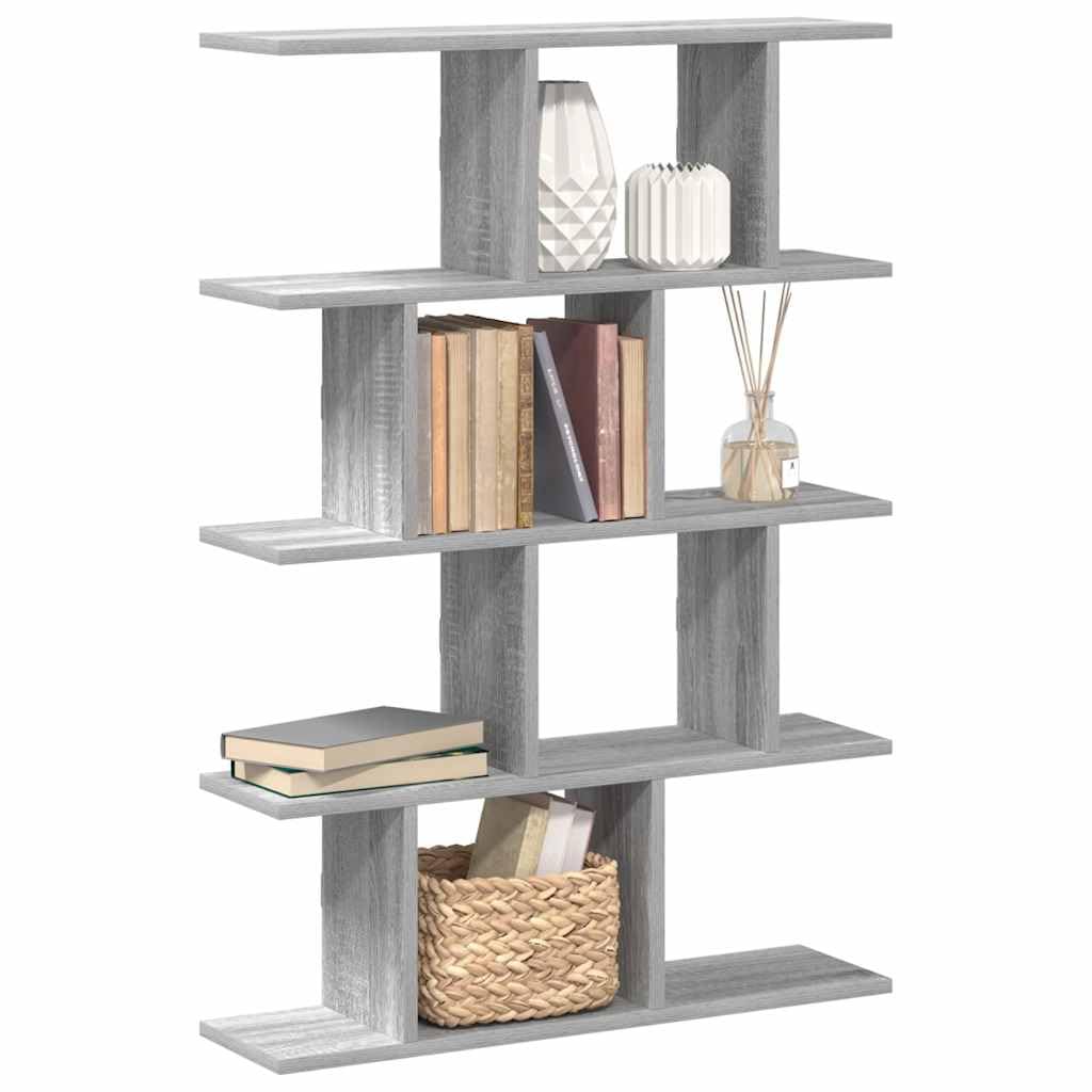 Estantería en forma de cubo, 12 compartimentos, color gris, madera Sonoma, 70 x 18 x 100 cm, versátil estantería de pared para dormitorio, salón