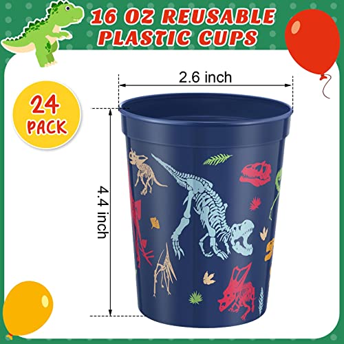 Nuanchu 24 Pack Dinosaur Party Plastic Cups, Dinosaur Birthday Party Supplies Dinosaur Tumbler Cups Dinosaur Party Supplies Reusable Plastic Party Cups For Kids Dinosaur Party Favor Decoration 4 Color #TOP3