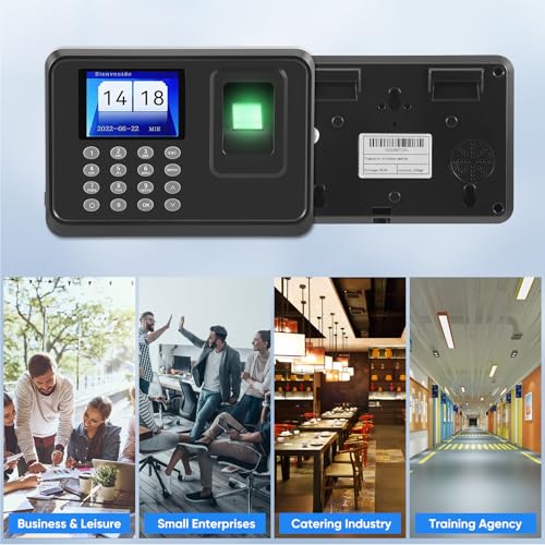 Zeiterfassung für Kleinbetriebe Kein Netzwerk Erforderlich,Arbeitszeiterfassung mit Auto Calculation Funktion,Stempeluhr Zeiterfassung mit Fingerabdruck