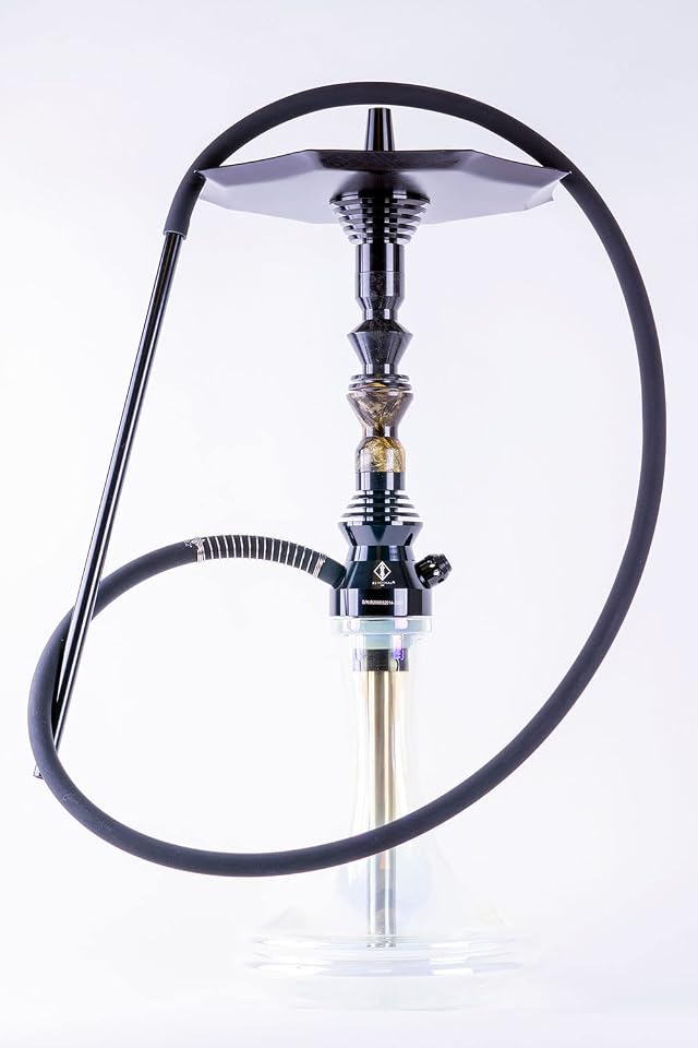 B2 Hookah Precious Cut Collection Slate Black Burl Wood INCLUDES MATCHING VASE