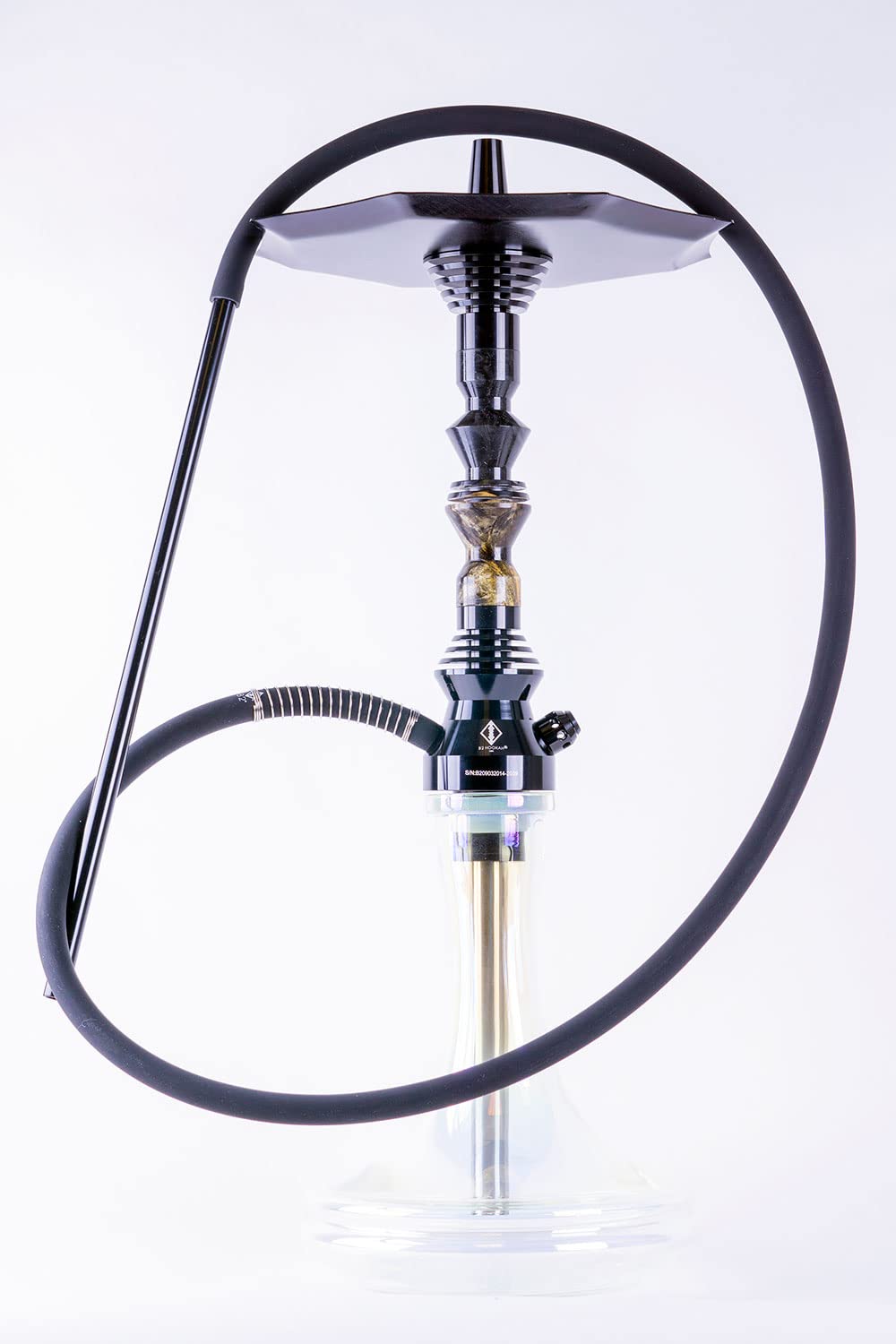 B2 Hookah Precious Cut Collection Slate Black Burl Wood INCLUDES MATCHING VASE