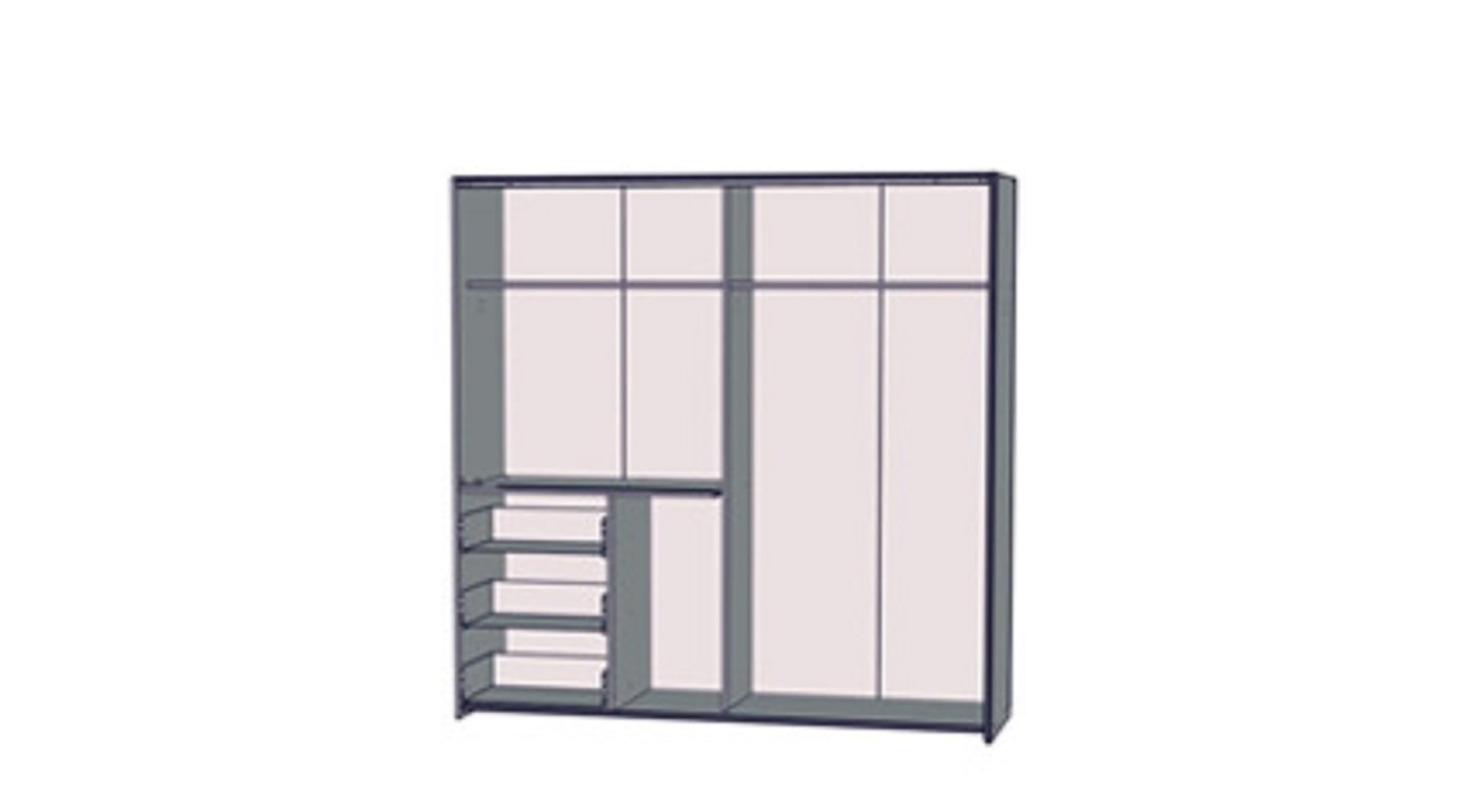FORTE WINN 2 Schrank, weißer Kleiderschrank, Schlafzimmerschrank, Schwebetürenschrank Weiß mit Schubladen, 200 cm breit x 200 cm hoch x 61,2 cm tief