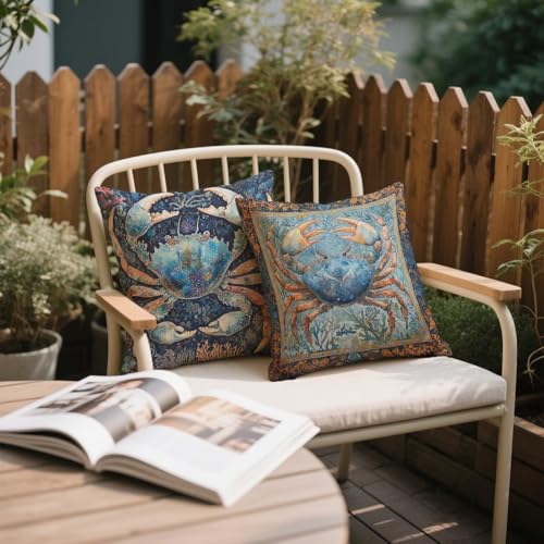 Housse coussin 45x45 bleu grand coussin extérieur imperméable balcon - 4