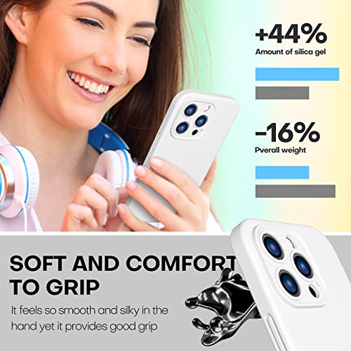 CellEver Heavy-Duty Silicone Case for iPhone 14 Pro [Camera Protection] [Anti-Oil Coating] Military Drop Protection, Soft Scratch-Free Interior, White - image 9