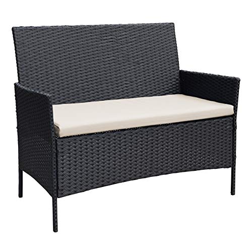 Ribelli 4-teiliges Gartenmöbel Set, Lounge Set, cremefarbenen Kissen – aus PE-Rattan – Tisch Plus Zwei Stühle und 1er… – Bild 5