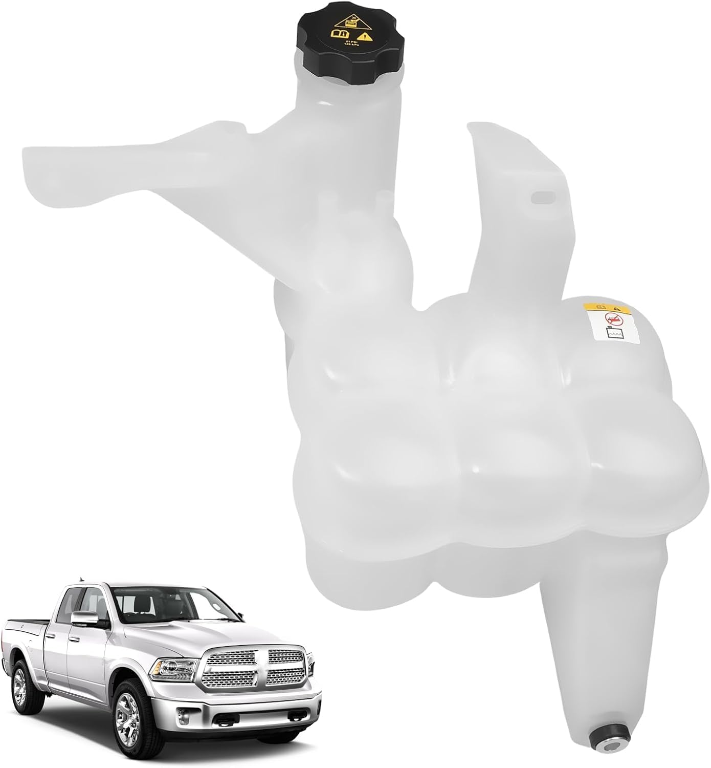 603-839 Engine Coolant Reservoir with Sensor & Cap Fits for 2013-2018 Ram 2500/3500/4500/5500 6.7L# 68166475AB 68166475AC Overflow Pressurized Expansion Reservoir w/Cap ,Coolant Recovery Tank