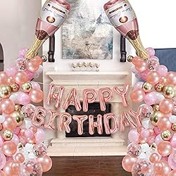 Rose Gold Champagne Bottle Balloon Garland Arch Kit, Rose Gold