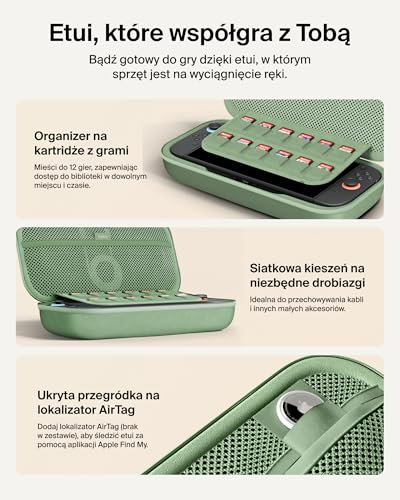 Belkin etui ładujące do Nintendo Switch 2 dla graczy z powerbankiem 10 000 mAh i wyświetlaczem LCD, ładowarka 30 W do szybkiego ładowania konsoli Nintendo Switch, uchwyt na AirTag i gry – Szałwia