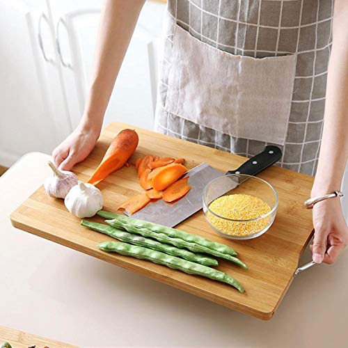 Bloc à découper en bambou naturel et planche de cuisine épaisse - 3