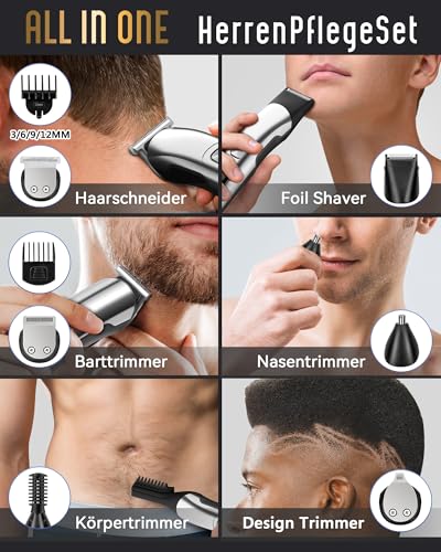 Ufree Haarschneidemaschine Profi Barttrimmer Haartrimmer Herren, 7 in 1 Bartschneider Haarschneider Rasierer Herren Elektrisch, Langhaarschneider Trimmer, Geburtstagsgeschenk für Männer 2