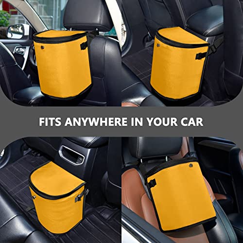 Image of Wudan Small Car Trash Can Orange Accessories for Garbage Storage Organizer with Lid Waterproof Portable Auto and Truck Interior Seat Bin
