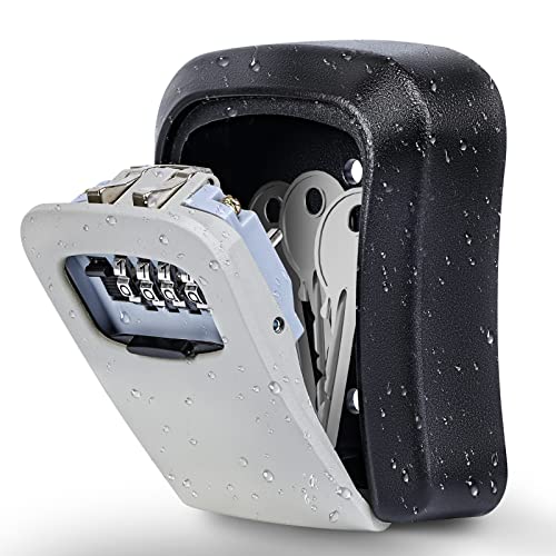 OLEKE Caja de Seguridad para Llaves Exterior Caja Fuerte para Llaves con Código 4 Dígitos Resistente al Agua para Almacenamiento Múltiples llaves Tarjetas de Acceso Adecuado Hogar Escuela Oficina Cover