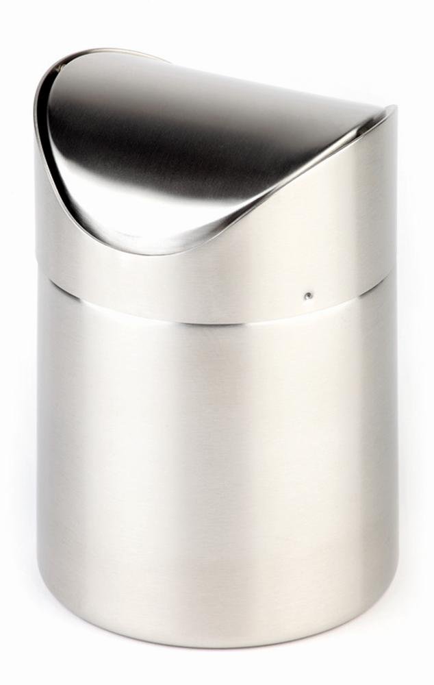 APS Table waste bin, matt polished, removable swing lid, bayonet lock, fixed lid seat, stainless steel table waste bin, stainless steel table waste bin, diameter Ø 12 cm, 17 cm height
