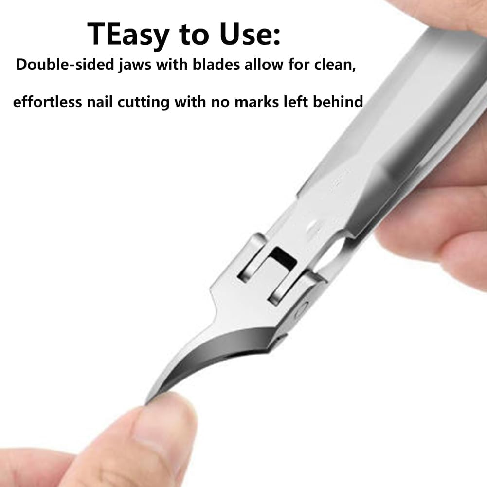 Nail Clipper, Ergonomic Design with Ultra-Thin Large Jaws, for Precise and Effortless Nail Cutting Ideal for Thick Nails (C+C)
