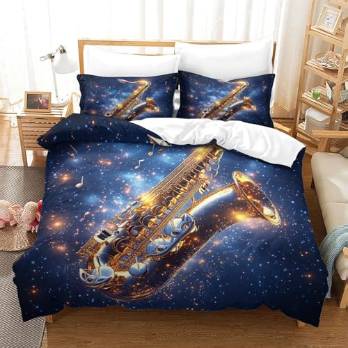 Parure de lit saxophone doré pour une douce musique spatiale - 3