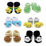 6 Pairs Baby Socks Boys Girls 3D Cartoon Anti-Skid Baby Booties Sock Slippers