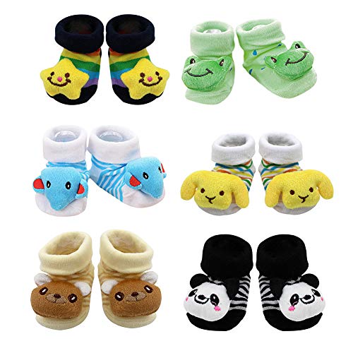6 Pairs Baby Socks Boys Girls 3D Cartoon Anti-Skid Baby Booties Sock Slippers #TOP2