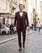 Men's 3-Piece Slim Fit Suit with Bow Tie, Single Button Blazer Vest Pants Set for Wedding Business, Formal Suit for Men Dark Red