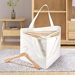 Triangle Hanger Storage Bag with Handles, Large Capacity Foldable Canvas Clothes Hanger Organizer Box for Wardrobe Storage Space Saving White (Triangle)