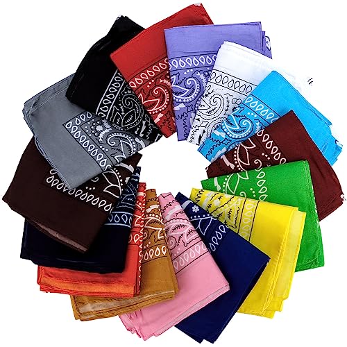 FASOTY 15 Pack Bandana Paisley Bandanas Headbands Cowboy Handkerchiefs for Men and Women Multi-Purpose Head Wrap Neck Scarf Wristband Gift Sets