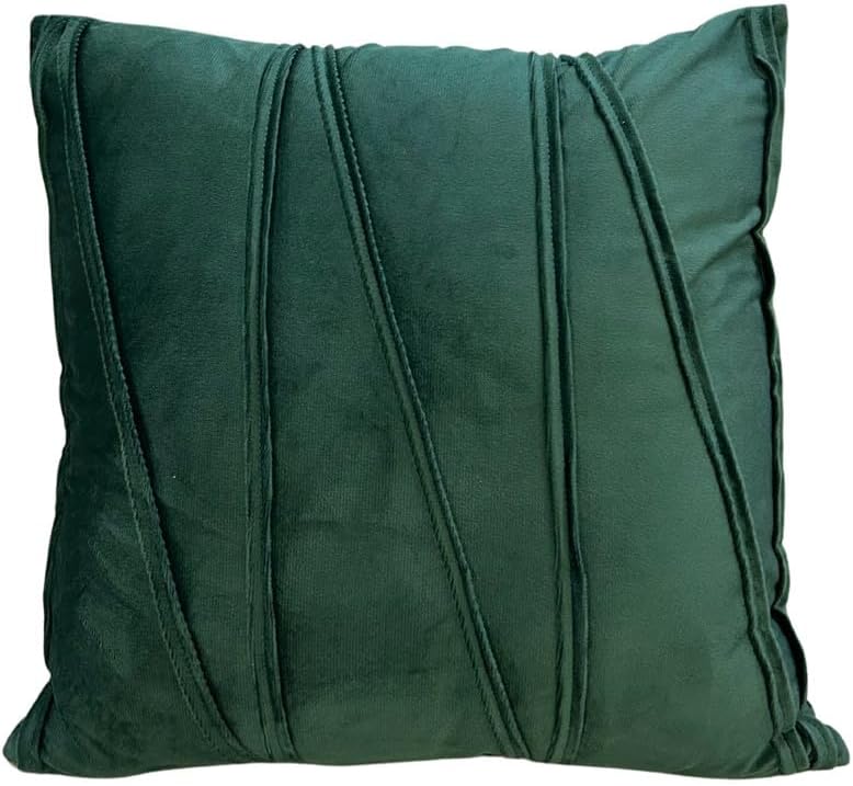 Luxury Poly Velvet Pleated Cushion Cover Perfect for Sofa, Bed, Chair & Home Decor | Bottle Green, 16x16 - Pack of 1