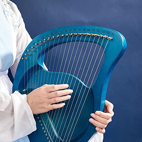 Lyre harp 24 cordes en acajou bleu avec clé de réglage et cordes