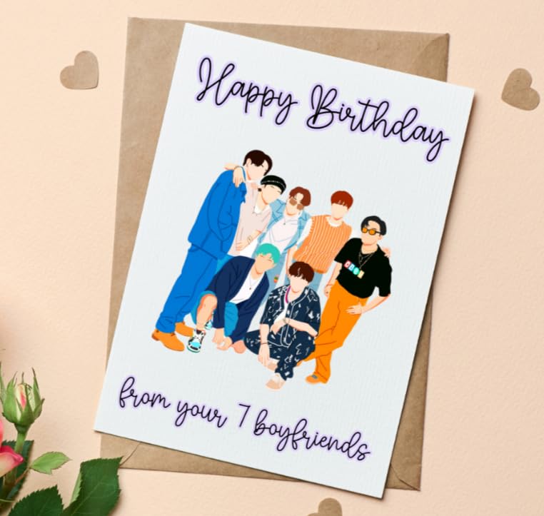 #GC001 KPOP Idols Birthday K-Pop Fan, Handmade Card with Your Favourite K-Pop Idols, K-Pop Lover Card, BTS lover, Kpop Birthday Card, Kdrama, K-Drama Gifts