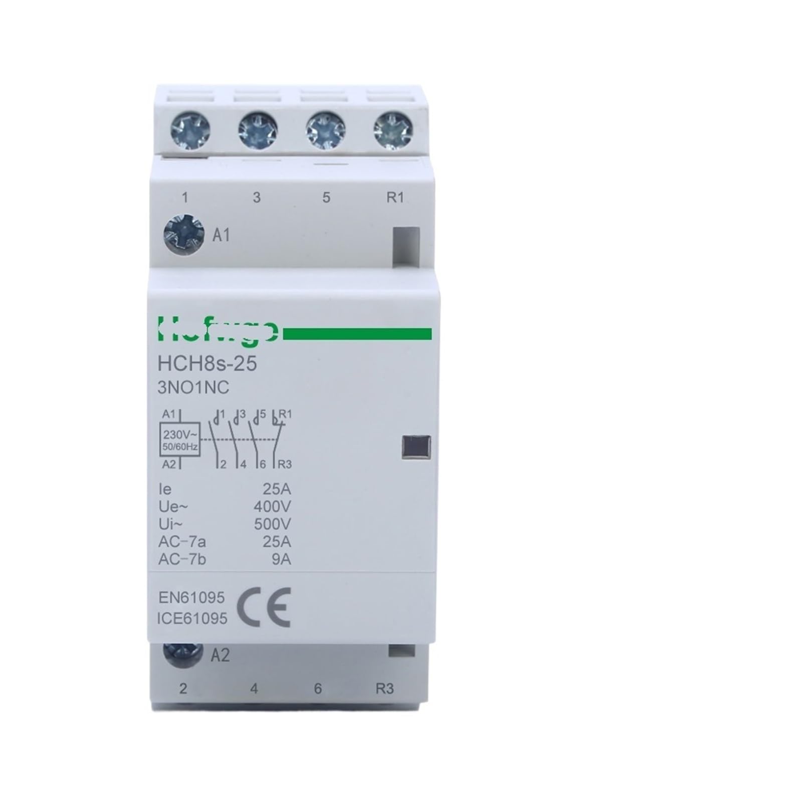 Contacteur modulaire 4P 25A 3NO1NC AC230V haute durabilité pour installation électrique