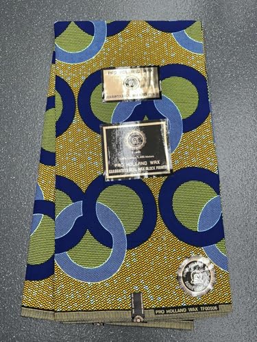 Pro Holland Wax Guaranteed Real Wax Block Prints, 100% Cotton African Print Fabric, 6 Yards