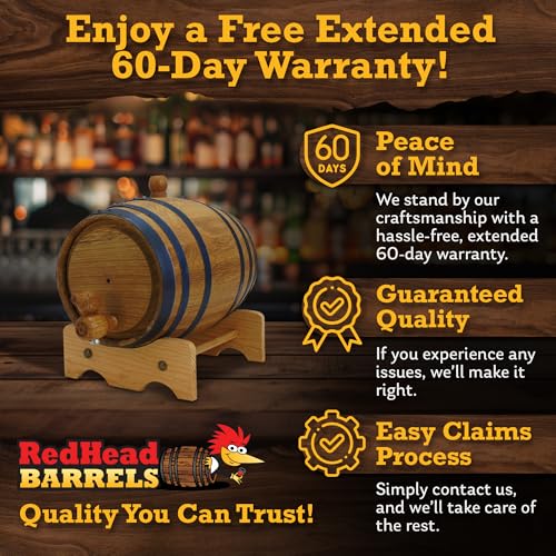 Red Head Barrels - 1 L Premium Distillery-Grade Oak Barrels for Aging Whiskey, Rum, and More, Ideal for Whiskey Barrel or Wine Barrel, American Charred Oak Barrel with 12-Page Cocktail Recipe Booklet by Red Head Barrels - Image 5