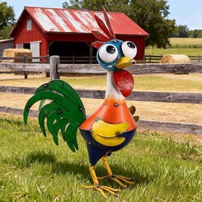 Ratuor Large Metal Rooster Decor Garden Statue Chicken Yard Art Kitchen Outdoor Decoration Gifts for Women Mom