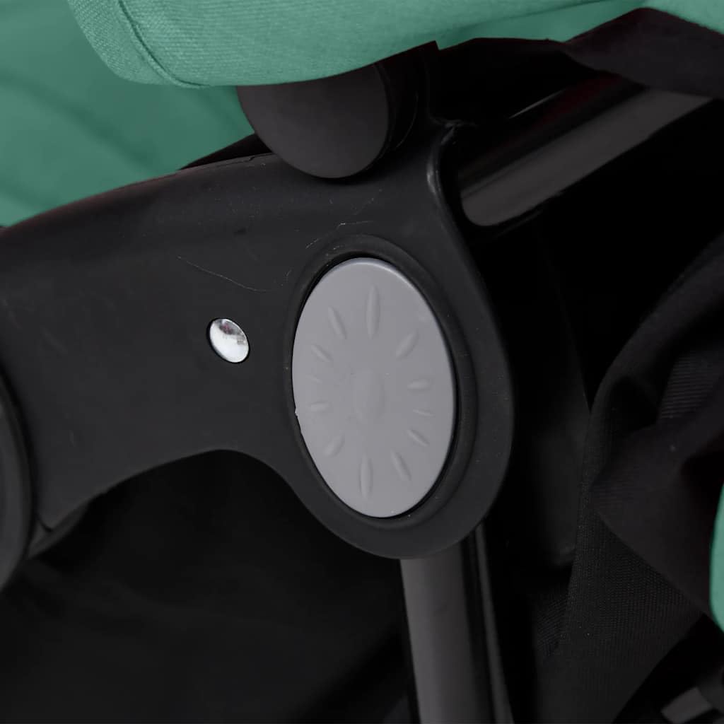 vidaXL Poussette à Deux Places Landau Pliable de Vayage Poussette de Voyage pour Tout-petit Extérieur Protection contre Rayons UV Vert Acier