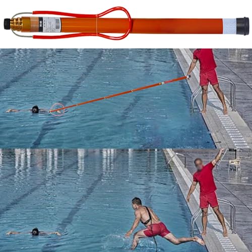 Bastone di salvataggio per bagnini, asta telescopica di emergenza per piscine, assiste i nuotatori in difficoltà, con visibilità notturna luminosa