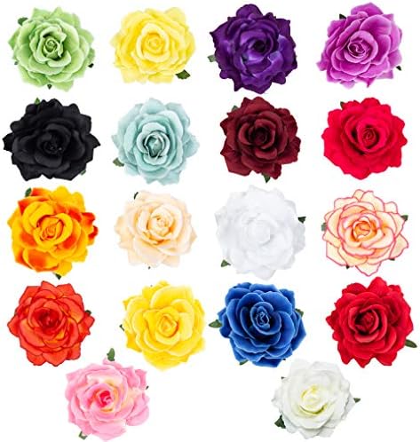 18PCS Rose Flower Hairpin Hair Clip Flower Pin Up Flower Brooch for Bridal Headpiece BXH35-18