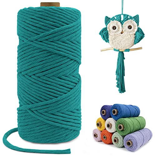 LEREATI Macrame Cord 4mm x 100m, Single Strand Thick Macrame Rope Yarn Natural Cotton Cord