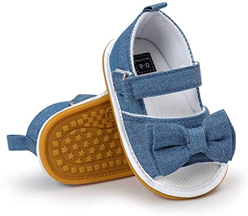 CoKate Baby Toddler Boy Girls Bow Knot Sandals First Walker Shoes (Classic Cowboy), 6-12Months