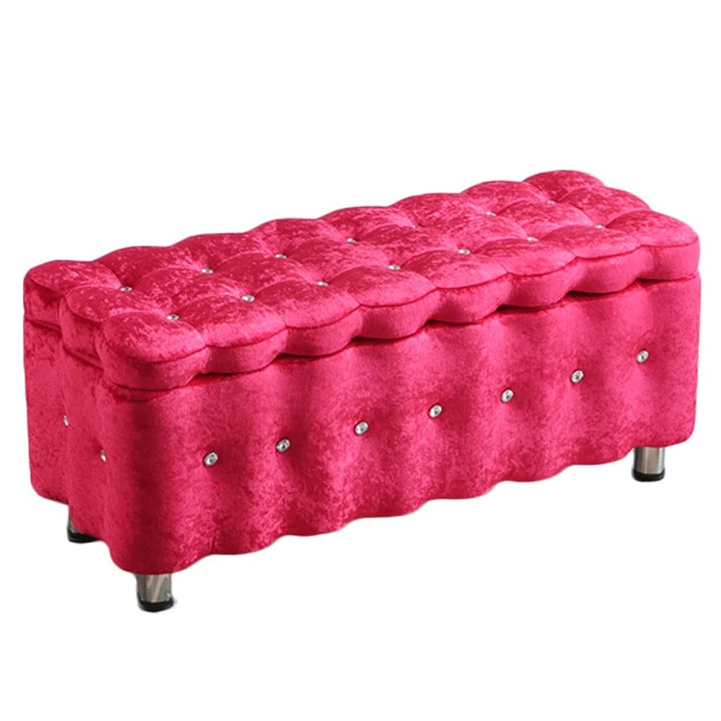 Banc de rangement ottoman en tissu polaire pour ranger les jouets du salon