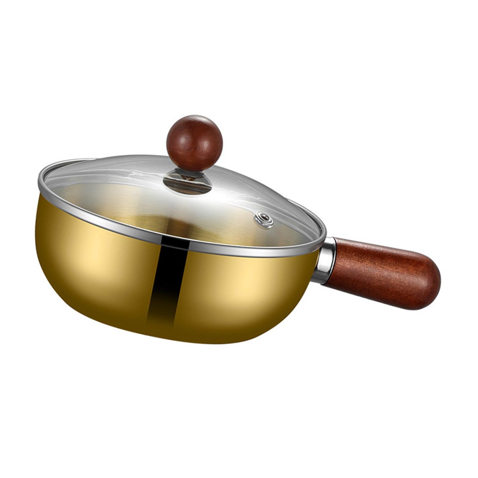 Casserole acier inoxydable or de 16 cm avec finition premium et manche bois