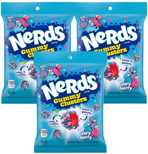 Nerds Gummy Clusters Rainbow 3x85 g (255 g) – Amerikanische Süßigkeit, Original USA Candy inkl. Naschwerk® Sticker Nerds Gummy Clusters Rainbow 3x85 g (255 g) – Amerikanische Süßigkeit, Original USA Candy inkl. Naschwerk® Sticker