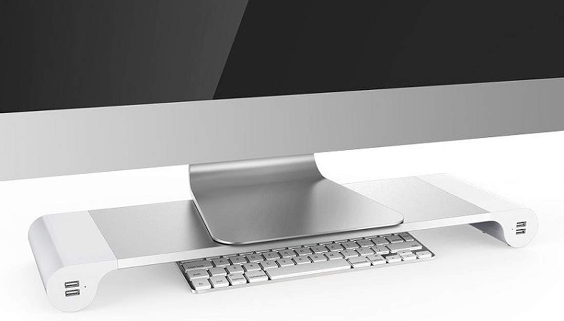Dalux Monitor Stand,Printer Stand,Computer Stand,Laptop Riser Stand Ergonomic Design with Quick Charging 4 USB Keyboard Storage,Aluminum Alloy Material Bases for Desk Convenient Desktop Storage
