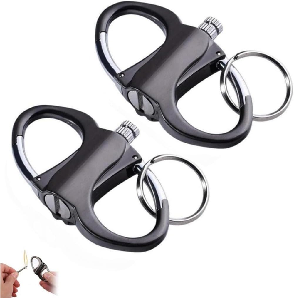 Metal Keychain Lighter, Permanent Match Kerosene Lighter, Outdoor Portable, Suitable for Outdoor Camping Gift(2pack Gold)