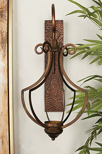 Deco 79 Rustic Metal Solid Wall Sconce, 13" X 12" X 25", Bronze #TOP7