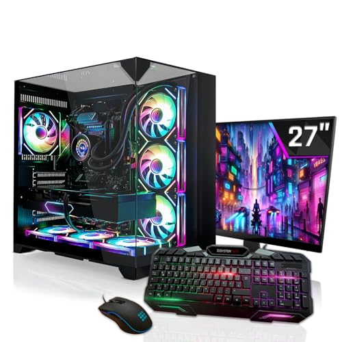 SYSTEMTREFF Gaming Komplett PC Set Intel Core i9-12900KF 8x5.2GHz | Nvidia RTX 5090 32GB | 2TB M.2 NVMe + 2TB HDD | 32GB DDR5 RAM | Windows 11 | 27 TFT Monitor | Desktop Paket Computer für Gamer