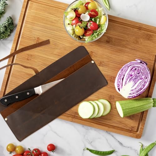 Leather Chef Knife Sheath,Single Chef Knife Case Bag Roll for Traval,Sheaths for Chef's Kitchen knives,Tool Organizer Pouch Culinary Accessories Cooking Tools Roll,Gifts for Men by Qchengsan - Image 5