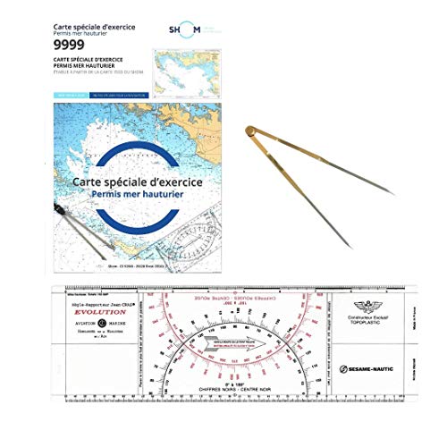 sésame nautic Pack Permis Hauturier (Carte+règle Cras+Compas Droit)
