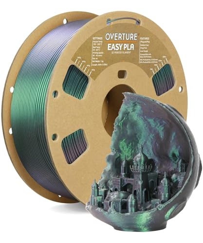 Image of OVERTURE Easy PLA 1.75mm 3D Printer Filament, 1kg Cardboard Spool (2.2lbs), Dimensional Accuracy + /- 0.03mm, Fit Most FDM Printer (Shimmer Dark Green)
